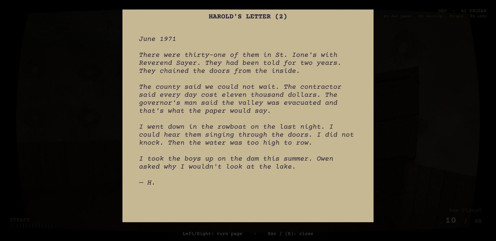 A typed letter on yellowed paper titled Harold's Letter